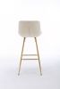 26 Inch Set of 2 Bar Stools,with Chrome Footrest Velvet Fabric Counter Stool Golden Leg Simple Bar Stool,CREAM