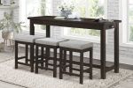 4pc Counter Height Dining Set Espresso Finish Counter Height Table w Drawer Built-in USB Ports Power Outlets and 3 Stools Casual Dining Furniture