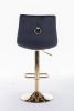 Set of 2 Bar Stools,with Chrome Footrest and Base Swivel Height Adjustable Mechanical Lifting Velvet + Golden Leg Simple Bar Stoo,black