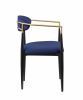 Modern Contemporary 5pc Dining Set Black Sintered Stone Table and Blue Chairs Fabric Upholstered Stylish Furniture
