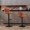 Set of 2 Bar Stools,with Black Footrest and Base Swivel Height Adjustable Mechanical Lifting PU + Black Leg Simple Bar Stool-brown