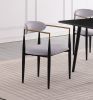 Modern Contemporary 5pc Dining Set Black Sintered Stone Table and Gray Chairs Fabric Upholstered Stylish Furniture