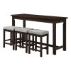 4pc Counter Height Dining Set Espresso Finish Counter Height Table w Drawer Built-in USB Ports Power Outlets and 3 Stools Casual Dining Furniture