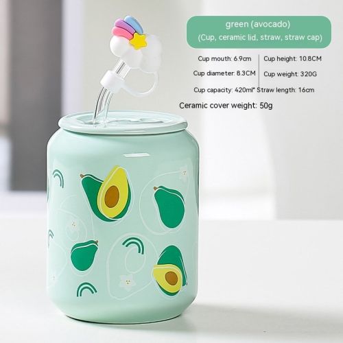 Creative Coke Bottle Ceramic Cup Fruit Cup With Straw Home Couple Gift Creative Coke Bottle Ceramic Cup Fruit Cup With Straw Home Couple Gift
